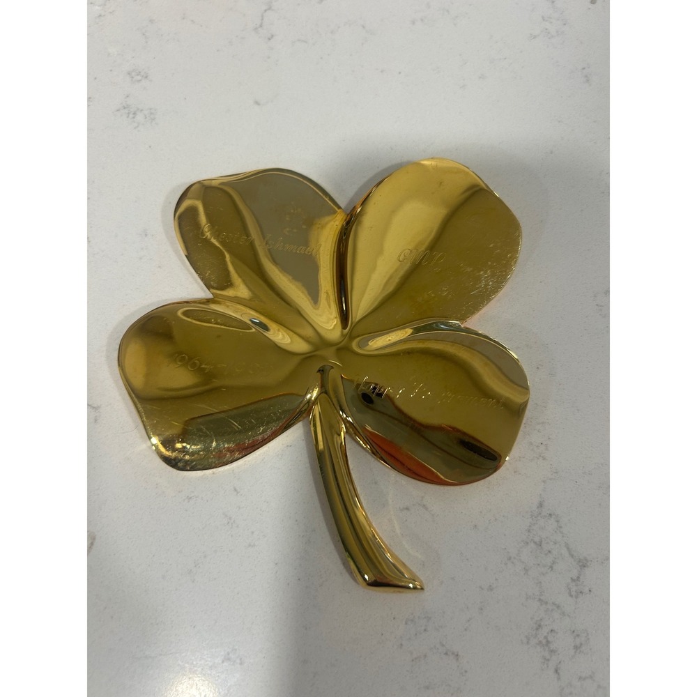 Gerity 24K‎ Gold Electroplate Four Leaf Clover Paperweight Happy Retirement GMP